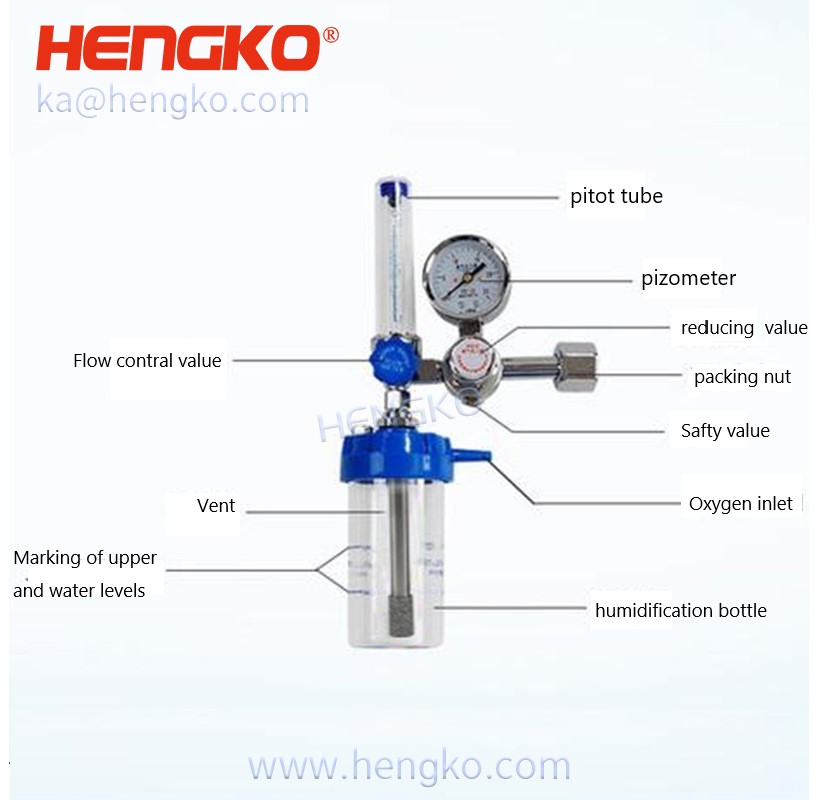 Medical Oxygen Regulator With Humidifier Bottle