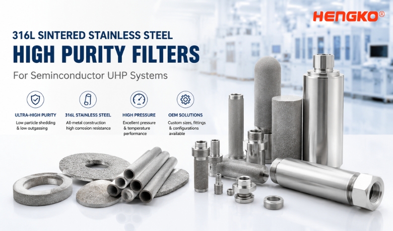 316L sintered stainless steel high purity filters for Semiconductor UHP Systems