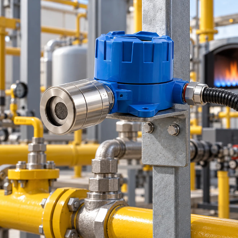 Explosion-Proof Industrial Natural Gas Leak Detector Installed Near Gas Pipelines