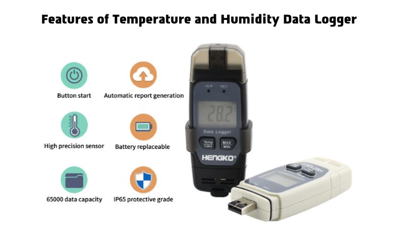 Mga Feature sa Temperatura ug Humidity Data Logger