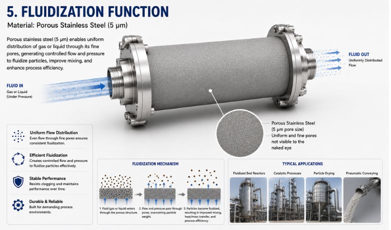 Fluidization Function by sintered porous stainless steel elements HENGKO
