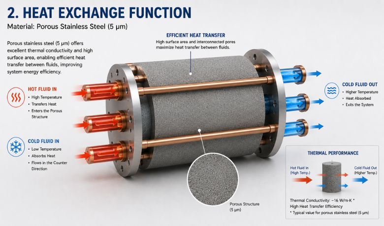Heat Exchange Function by sintered porous stainless steel elements HENGKO