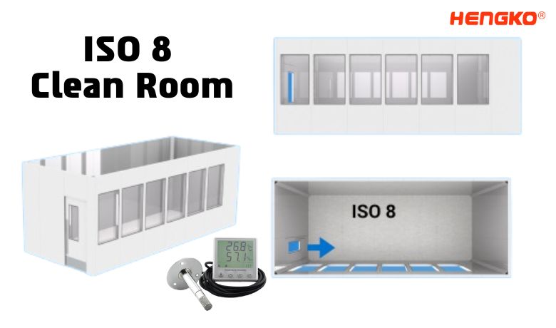 ISO 8 သန့်စင်ခန်း အပူချိန်နှင့် စိုထိုင်းဆ မော်နီတာ