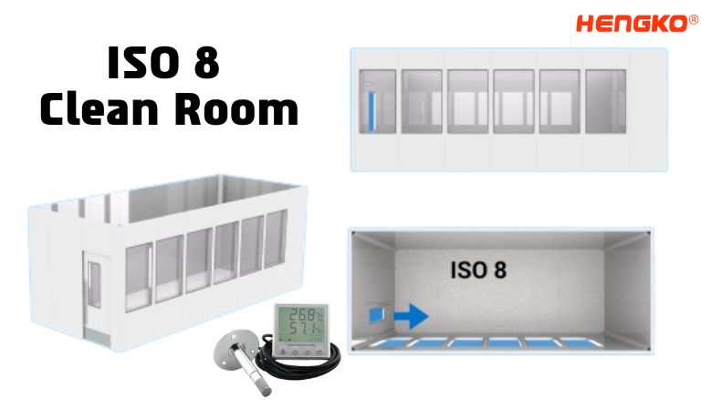 ISO 8 Clean Room Temperatur- och fuktighetsmätare