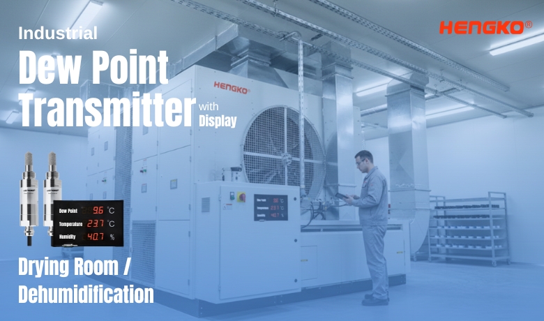 Industrial Dew Point Transmitter with display for Drying Room or Dehumidification Manufacturing by HENGKO