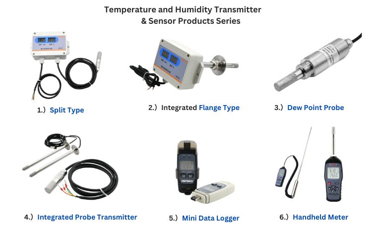 Serie de productos de transmisores y sensores industriales de temperatura y humedad