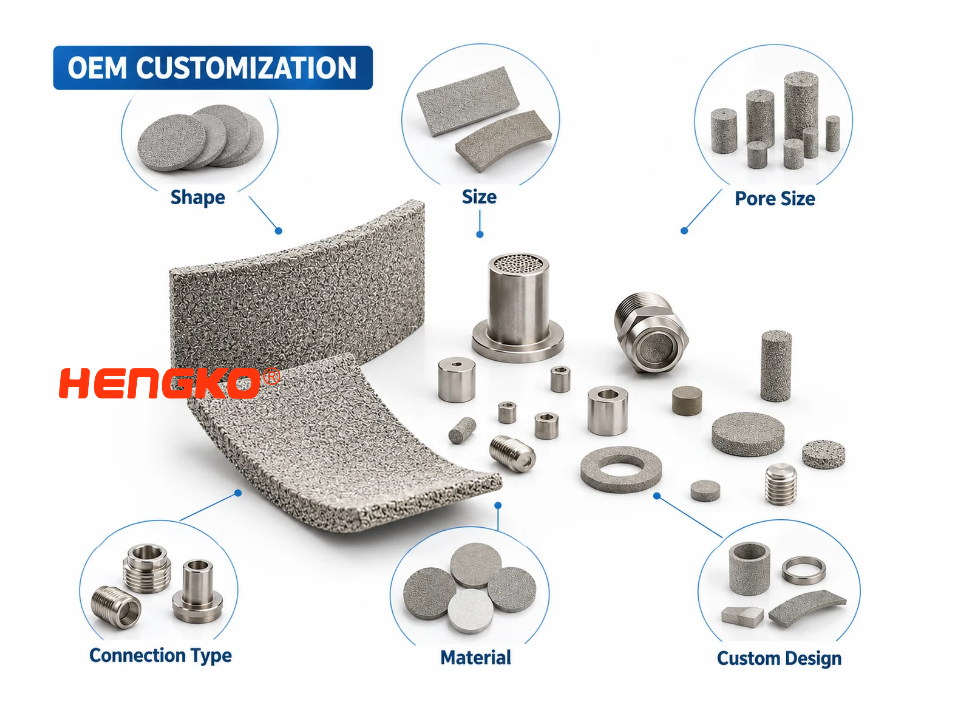 OEM Custom Sintered Stainless Steel Porous Metal Filter Elements HENGKO