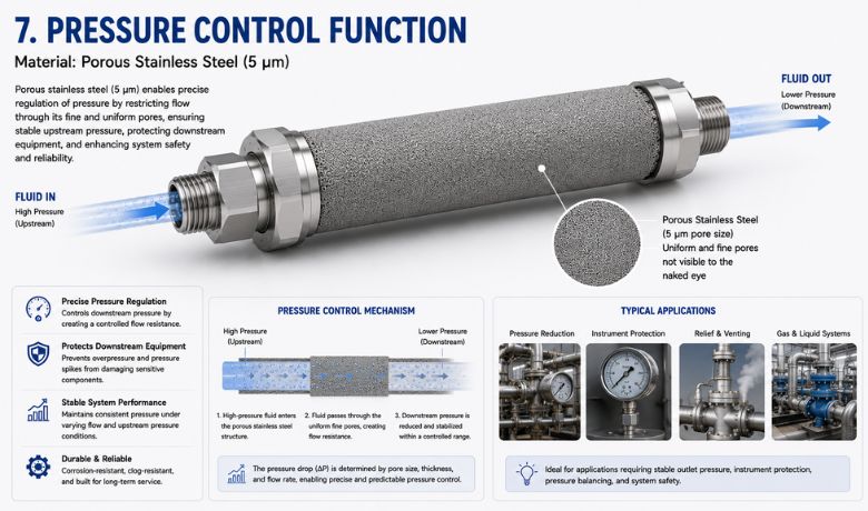 Pressure Control Function by sintered porous stainless steel elements HENGKO