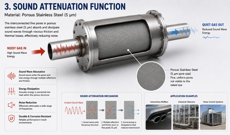 Sound Attenuation Function by sintered porous stainless steel elements HENGKO