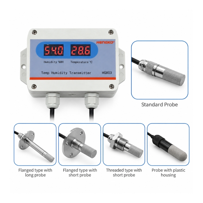 Split Type Multiple Probe HG803 Temperature and Humidity Transmitter by HENGKO