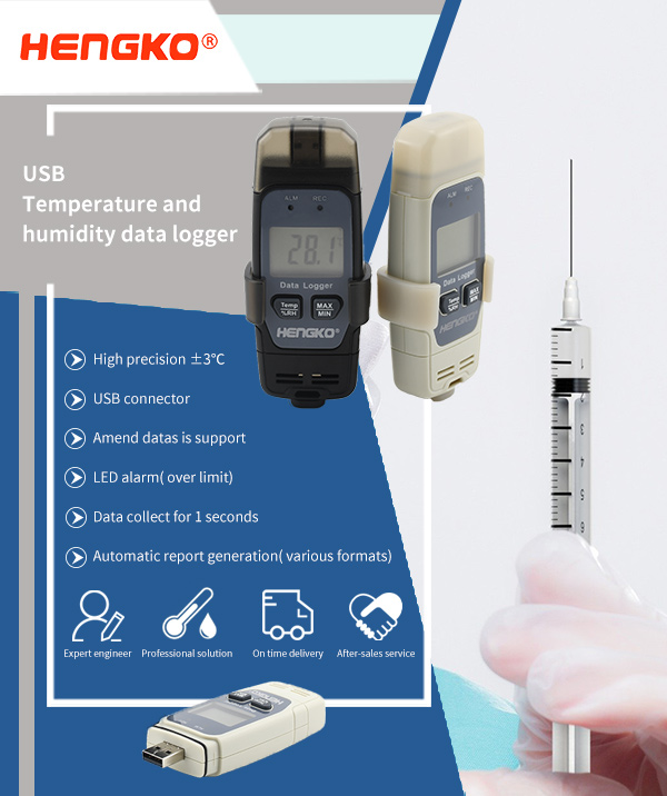 Registrador de datos de temperatura e humidade usado no campo médico