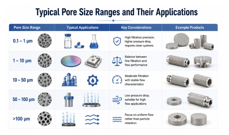 Typical Pore Size Ranges and Their Applications