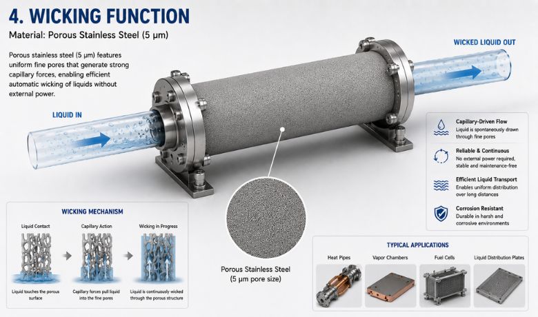 Wicking Function by sintered porous stainless steel elements HENGKO