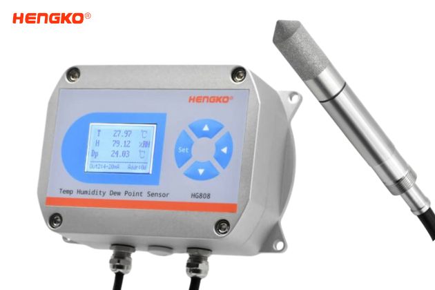 high temperature humidity transmitter with normal metal probe display